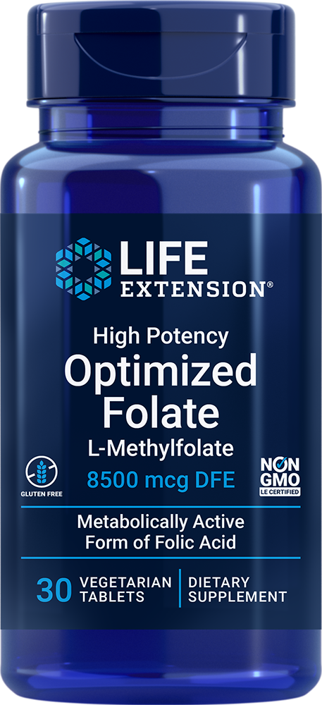 High potency optimized folate 8500 mcg 30 veg tablets LIFE EXTENSION