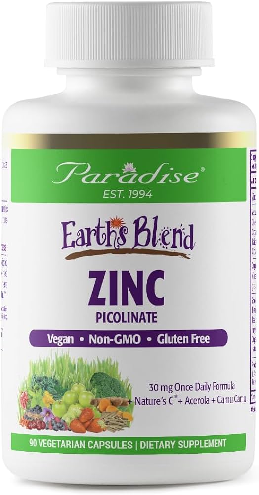 Paradise Herbs Earth's Blend Zinc Picolinate 30 mg - 90 Vegetarian Capsules