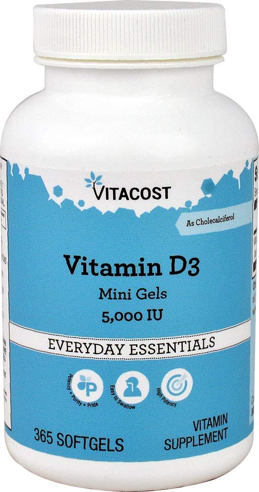 Vitacost Vitamin D3 Mini Gels -- 125 mcg (5000 IU) - 200 Softgels