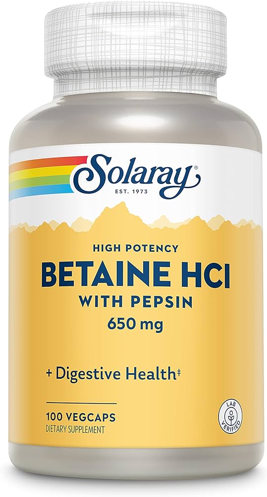 Solaray Betaine HCI with Pepsin 650 mg 100 Caps