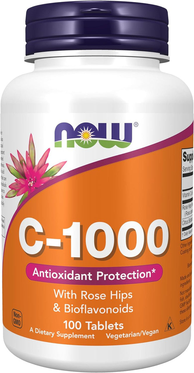 NOW C-1000 with Rose Hips & Bioflavonoids 100 Tablets