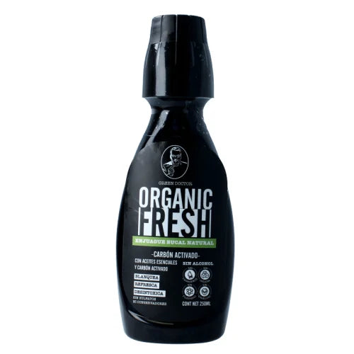 Green doctor organic fresh enjuague bucal natural con carbón activado 250 ml botella
