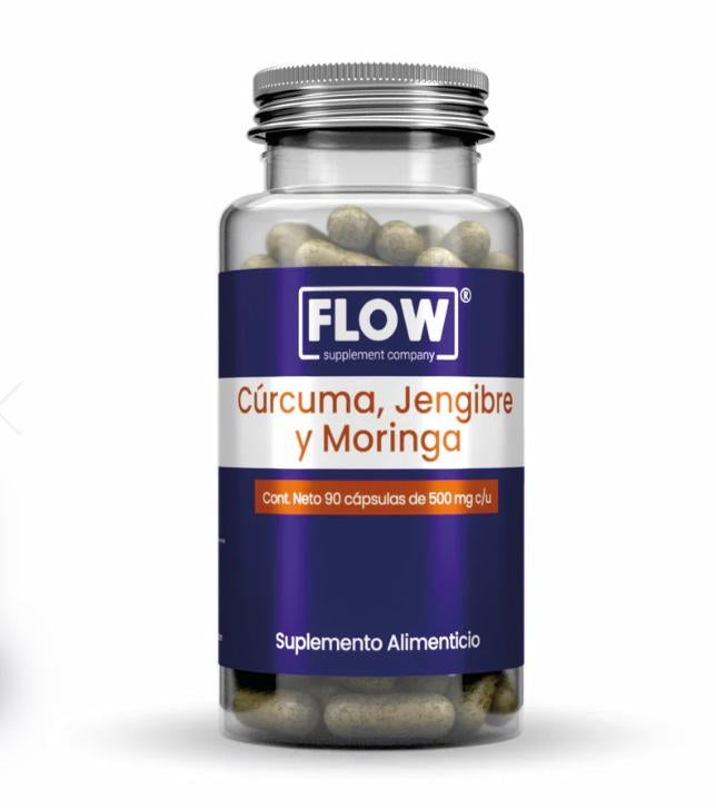 Curcuma, jengibre y moringa 500 mg 90 caps FLOW