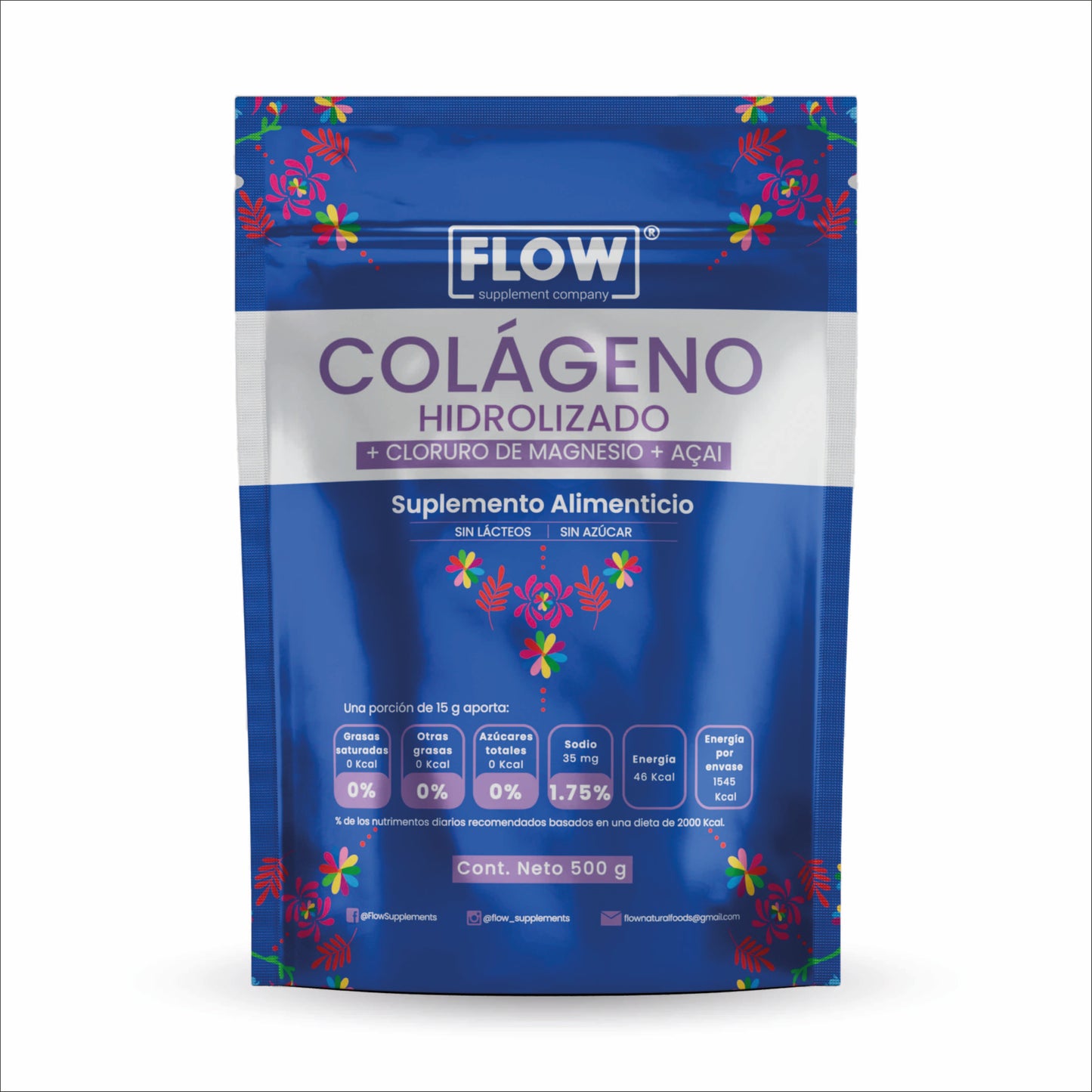 Colageno Hidrolizado + Cloruro de Magnesio + Acai 500g FLOW
