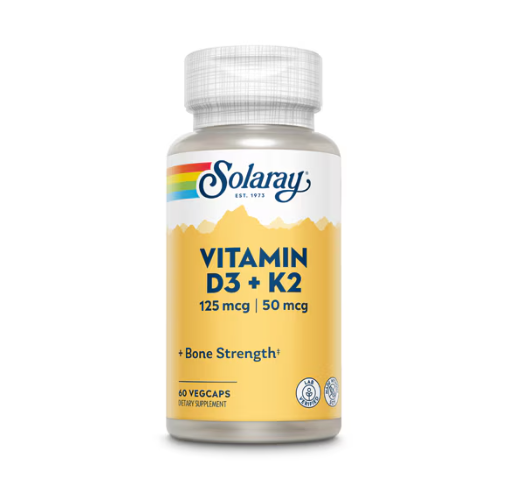 Solaray Vitamin D3 + K2 -- 60 VegCaps
