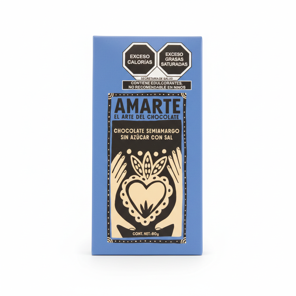 CHOCOLATE SEMIAMARGO SIN AZÚCAR CON SAL 80 GR AMARTE