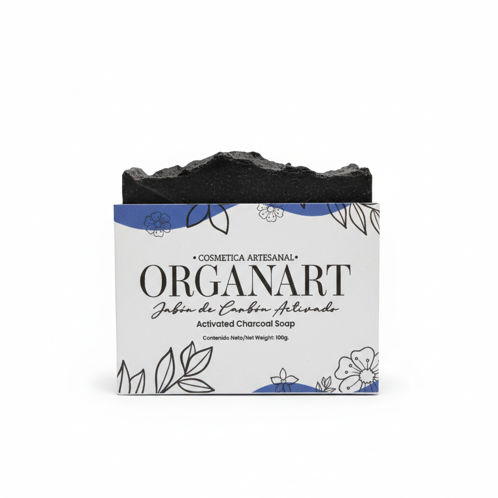 JABON DE CARBON ACTIVADO ARTESANAL ORGANART 100 GR