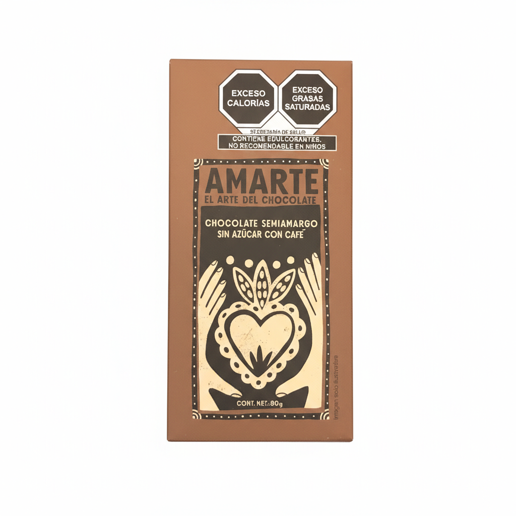 CHOCOLATE SEMIAMARGO SIN AZÚCAR CON CAFÉ 80 GR AMARTE