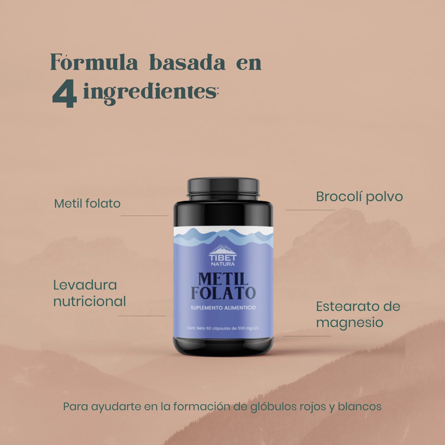 METILFOLATO 60 caps 500mg TIBET NATURA