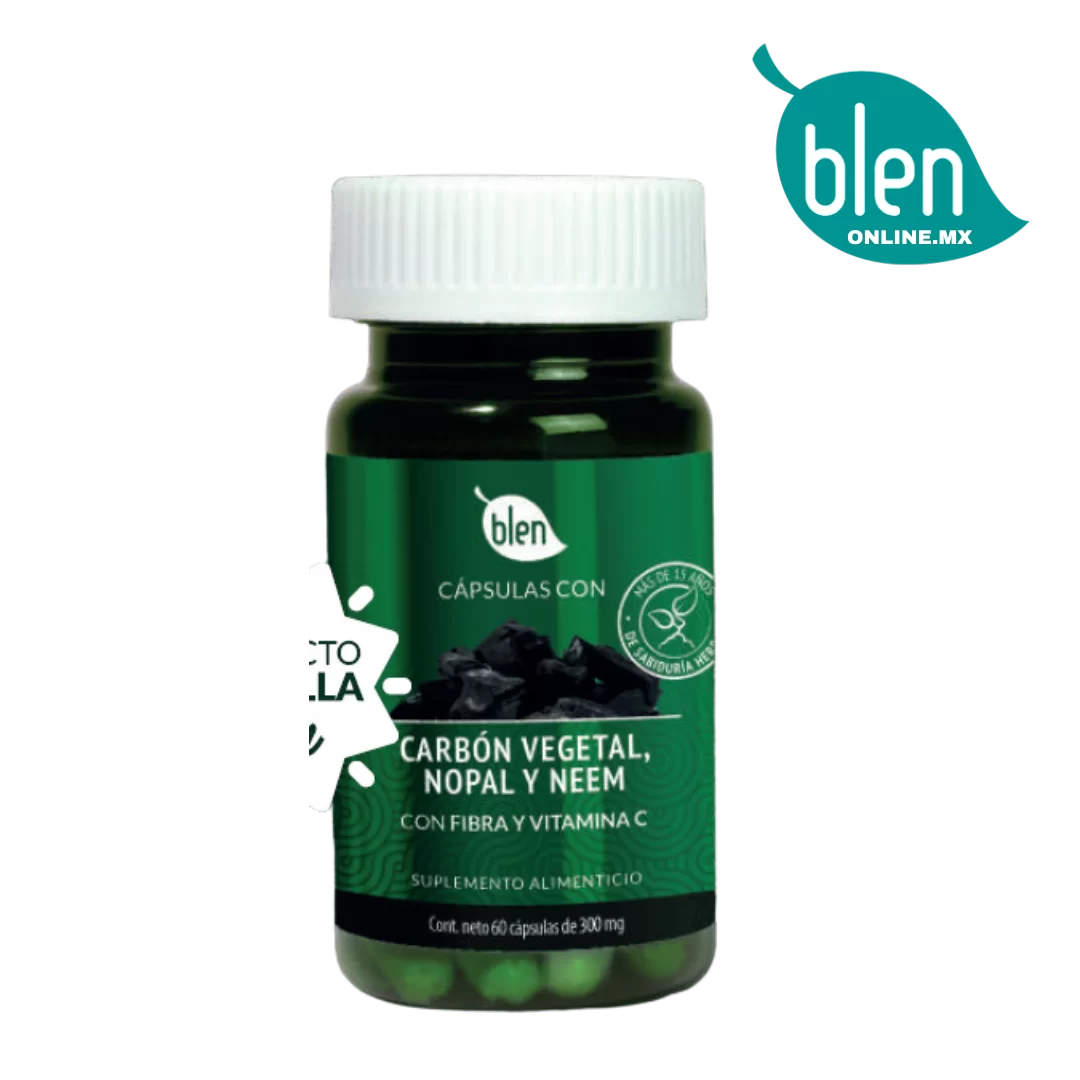 carbon vegetal nopal y neem 60 caps 300mg