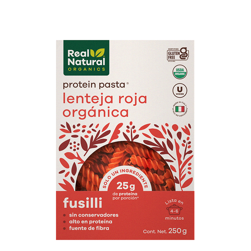 Real Natural Organic - Fusili Lenteja Roja 250gr