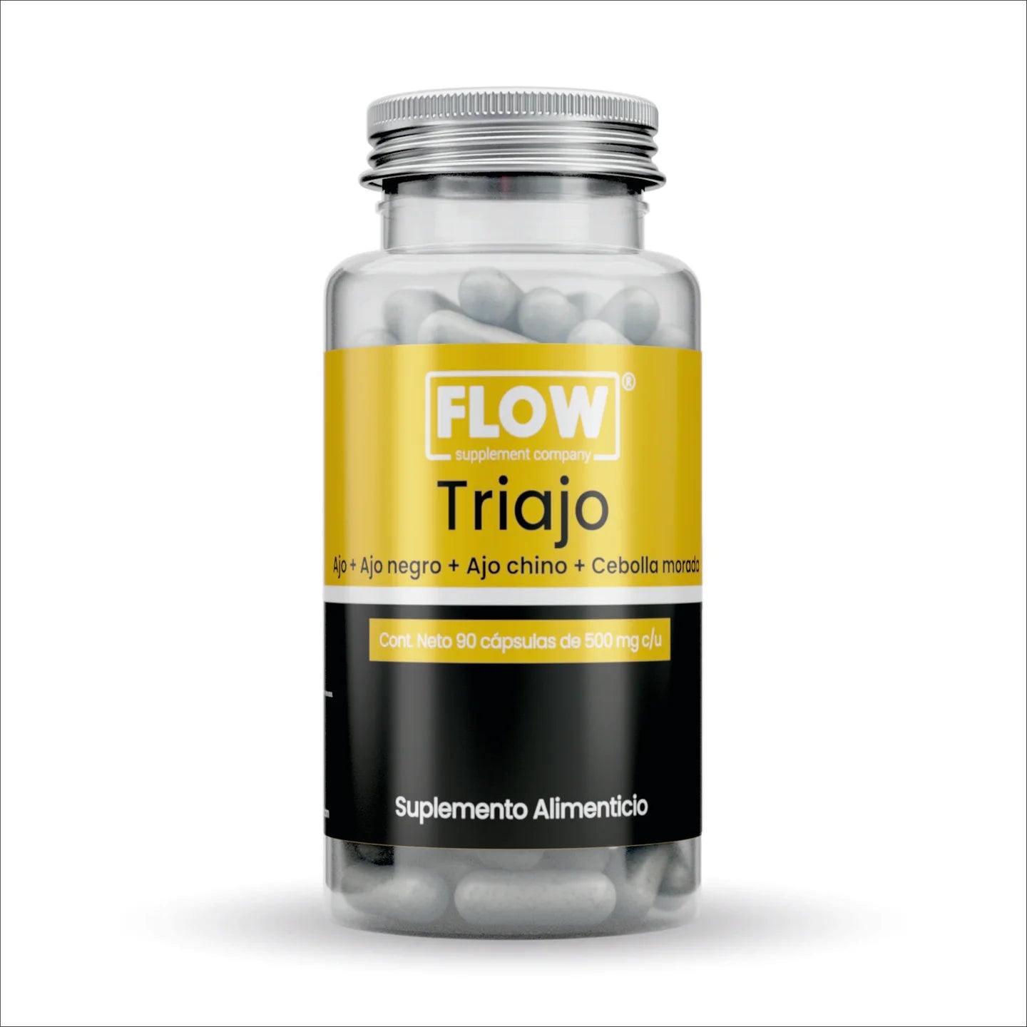 TRIAJO - Ajo Negro, Ajo Chino, Ajo y Cebolla / 90 cápsulas de 500 mg c/u FLOW