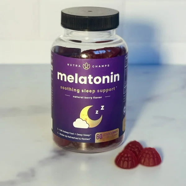 NutraChamps Melatonin Soothing Sleep Support Gummies For Adults Natural Berry -- 60 Gummies