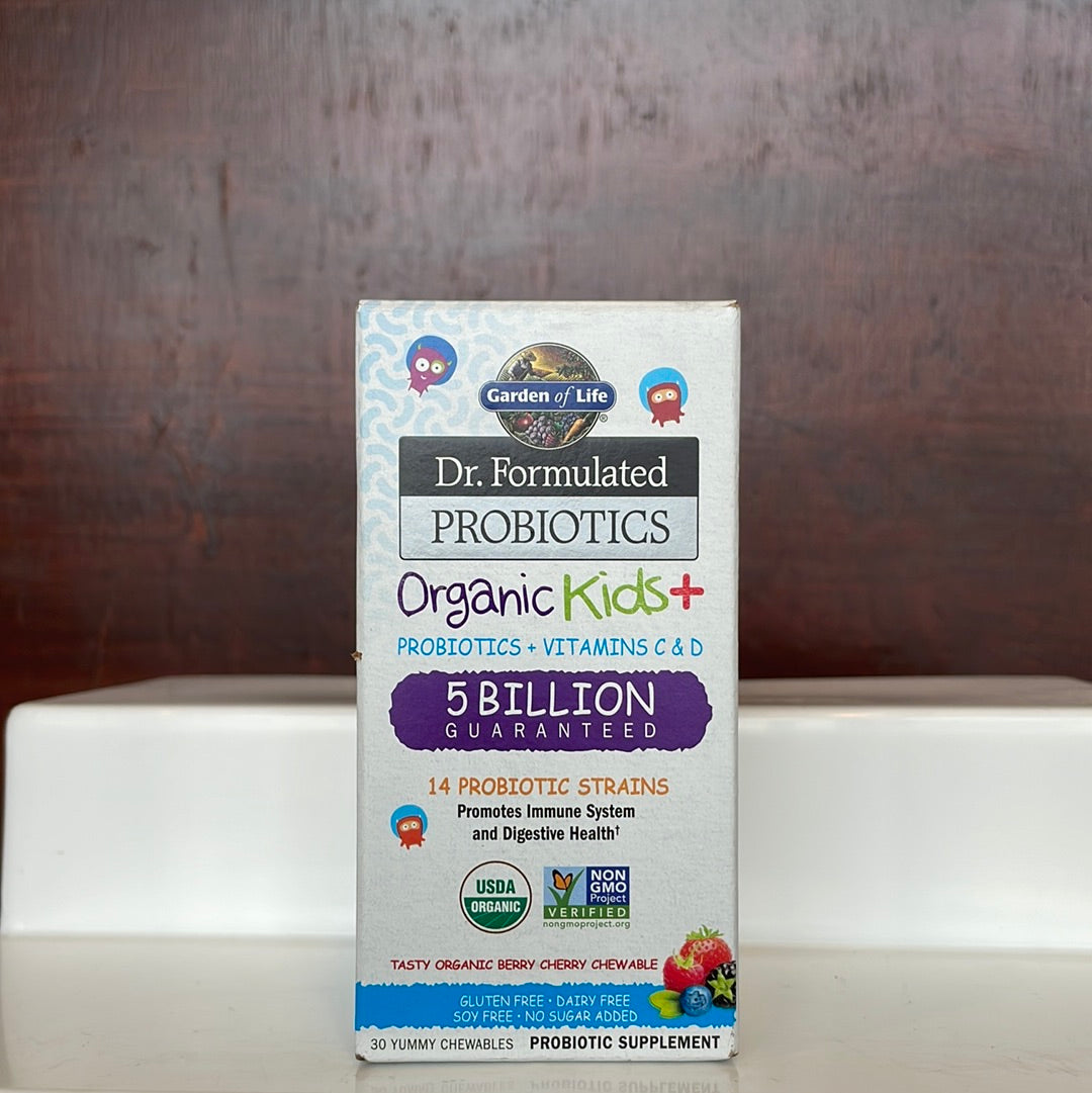 PROBIOTIC KID BERRY CHERRY 30TAB +Vitamis C&D 5 BILLION GARDEN OF LIFE
