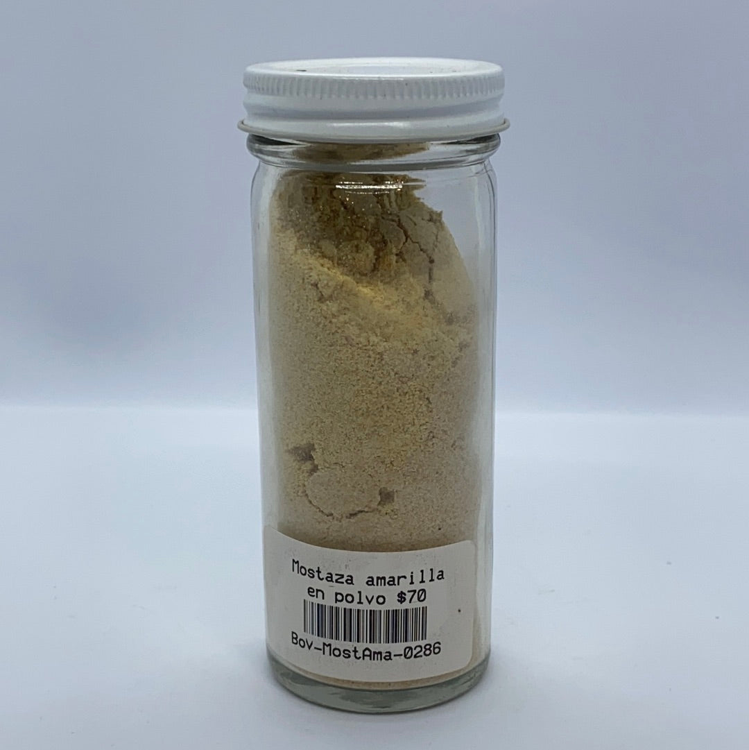 Mostaza amarilla en polvo frasco