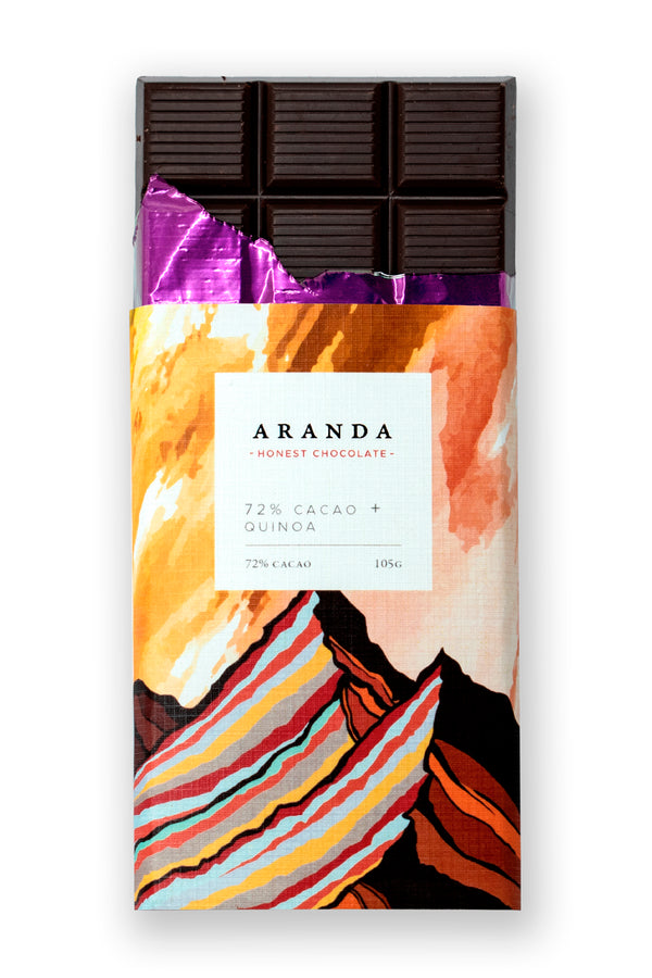 Chocolate artesanal 72% Cacao + Quinoa inflada 105 g