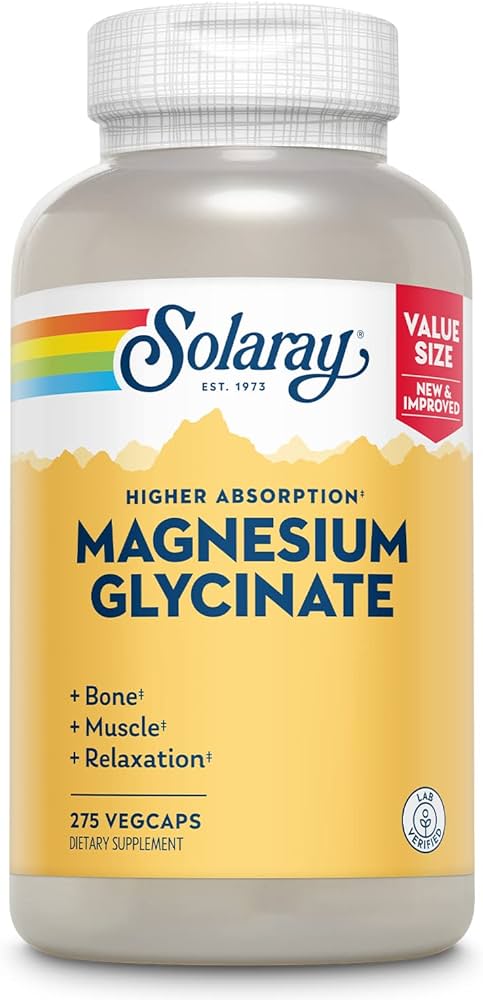 SOLARAY Glicinato de Magnesio, Ingredientes Seleccionados - 120 cápsulas veganas
