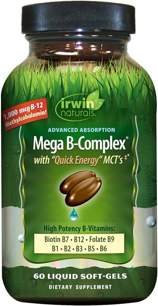 Irwin Naturals Mega B-Complex with Quick Energy MCT's -- 60 Liquid Softgels