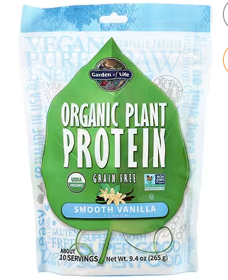 Organic Plant Protein, Grain Free Smooth Vainilla 9.4 oz GARDEN of LIFE