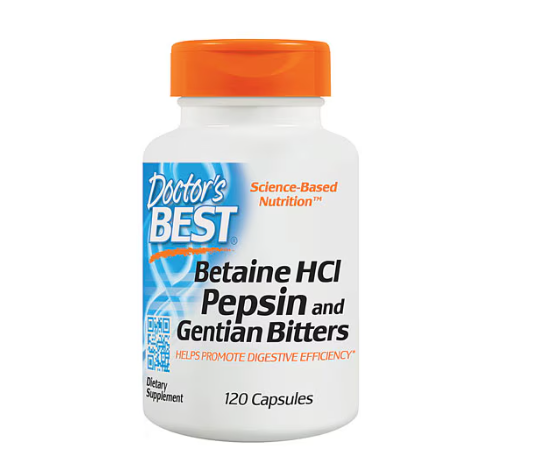 Doctor's Best Betaine HCl Pepsin and Gentian Bitters -- 120 Capsules