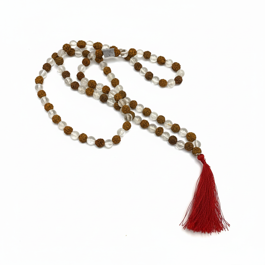 MALA DE RUDRAKSHA & CUARZO BLANCO