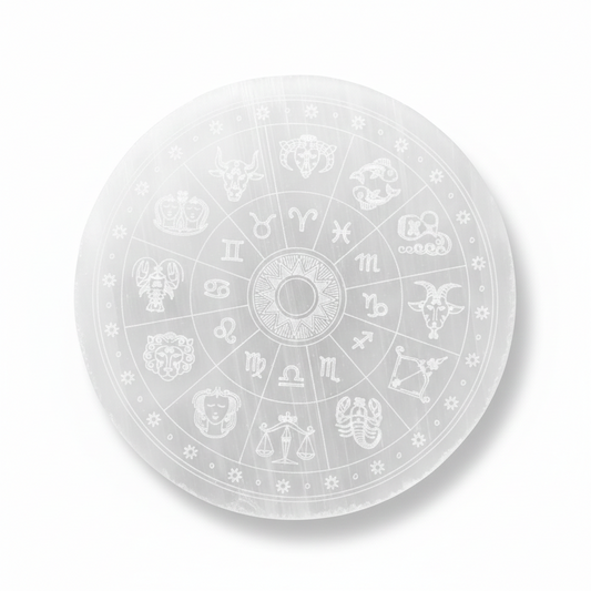 Selenita disco zodiaco, 7cm SAGITARIA