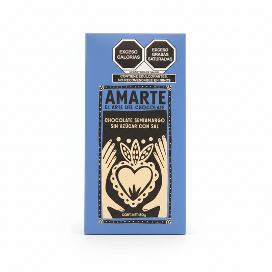 CHOCOLATE SEMIAMARGO SIN AZÚCAR CON SAL 80 GR AMARTE