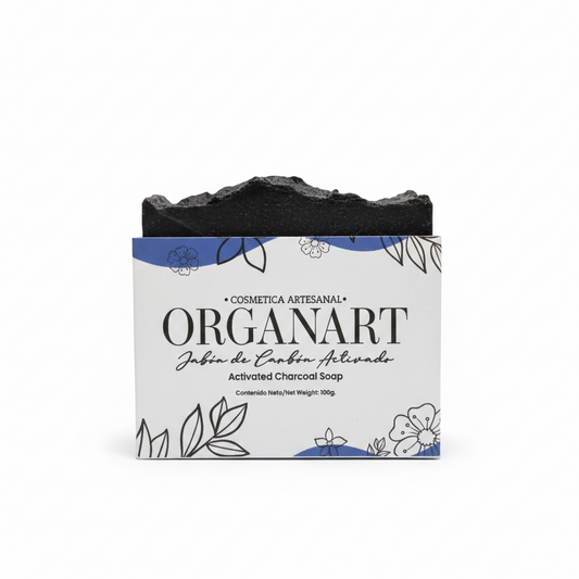 JABON DE CARBON ACTIVADO ARTESANAL ORGANART 100 GR