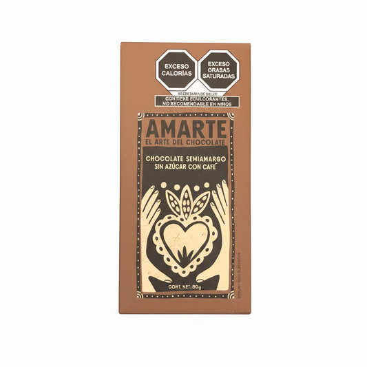 CHOCOLATE SEMIAMARGO SIN AZÚCAR CON CAFÉ 80 GR AMARTE