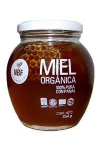 Miel orgánica 100% pura con panal 454 ml NBF