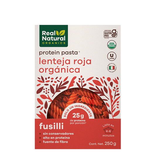 Real Natural Organic - Fusili Lenteja Roja 250gr