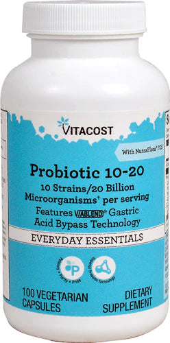 Probiotic 10-20 10 Strains 20 billion 100 Vegetarian Capsules