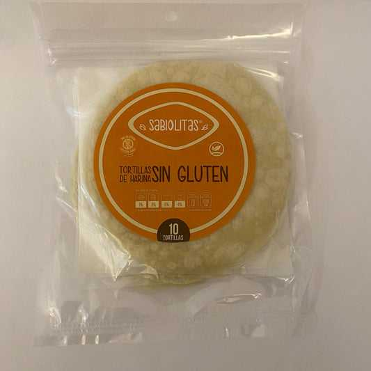 SABIOLITAS TORTILLAS DE HARINA SIN GLUTEN 10 PZ EL HUERTO DE CARMEN