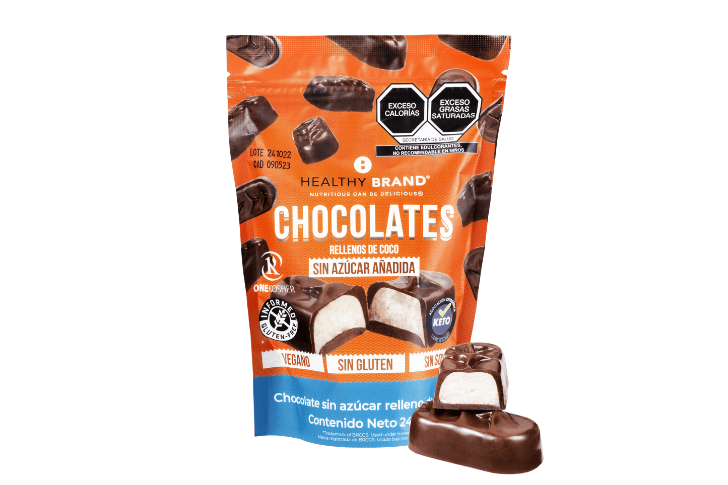 Chocolates rellenos de coco sin azúcar añadida 245 g