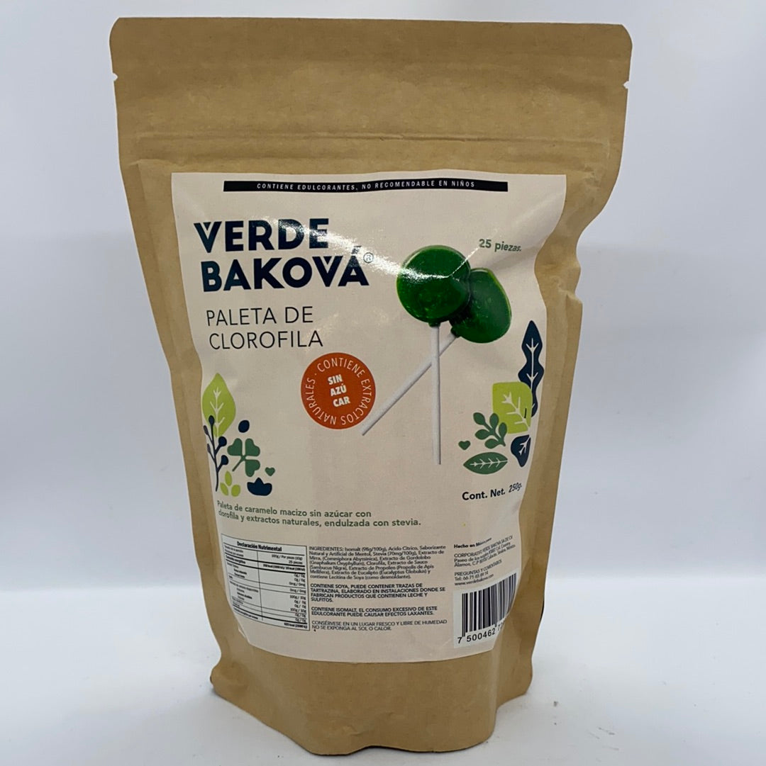 VERDE BAKOVA Bolsa de paletas de clorofila (25PZAS)